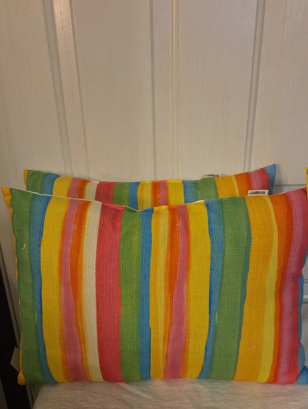 Pier One Outdoor Pillows Yellow Pink Green Blue Orange Striped